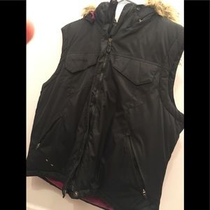 Columbia brand black jacket vest- purple interior